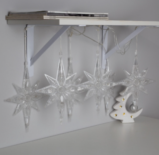 ВИНТЕР РЕТРО, гирлянда со звездами, 2 м, IP20, прозрачная нить, 30 LED, свечение мульти