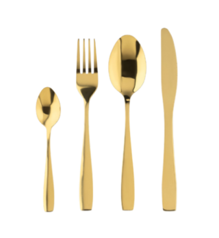 ЗОЛОТО, набор столовых приборов, на подставке, 24 предмета, золотой