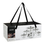 РОКРУА, набор кухонной посуды, 12 предметов, нержавеющая сталь, серый