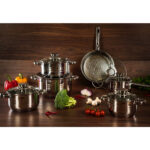 РОКРУА, набор кухонной посуды, 12 предметов, нержавеющая сталь, серый