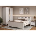 САГА, кровать двуспальная, 160х200 см, белый/ясень, М4