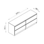 КАСТОР, тумба, 4 ящика, 129х40х54 см, серый, М2
