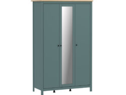 САГА, шкаф платяной 3-дверный, с зеркалом, 132х64х215 см, бирюзовый/ясень