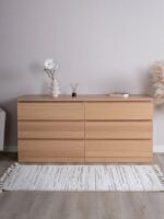 ВАРМА ПРАЙМ, комод, 6 ящиков, 160х48х77 см, натуральный шпон, дуб беленый