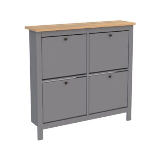САГА, тумба для обуви, 4 двери, 113х108 см, серый/ясень