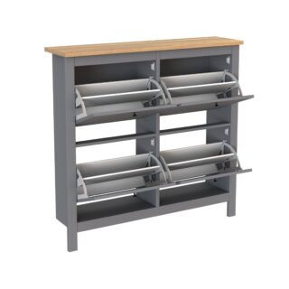 САГА, тумба для обуви, 4 двери, 113х108 см, серый/ясень