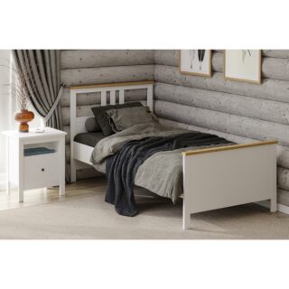 САГА, кровать односпальная, 90х200 см, белый/ясень, М3