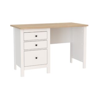 САГА, стол письменный, 3 ящика, 120х56 см, белый/ясень