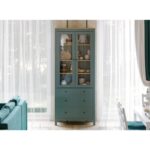 САГА, шкаф-витрина, 91х42х215 см, бирюзовый/ясень, М3