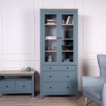 САГА, шкаф-витрина, 91х42х215 см, бирюзовый/ясень, М3