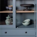 САГА, шкаф-витрина, 91х42х215 см, бирюзовый/ясень, М3