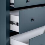 САГА, шкаф-витрина, 91х42х215 см, бирюзовый/ясень, М3