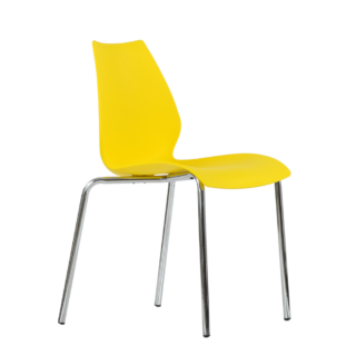 ЛИЛИ N-234, стул стопируемый, хром/желтый