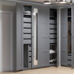 МАКС, комплект дверей, 75 см, с зеркалом, серый, М