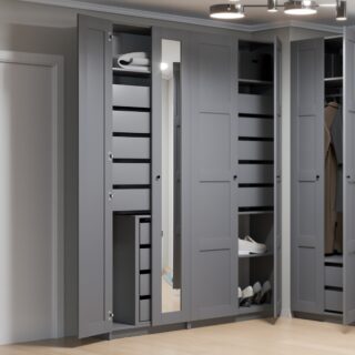 МАКС, комплект дверей, 75 см, с зеркалом, серый, М