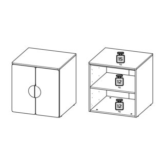 ПИКСИ, шкафчик/антресоль с 2 дверьми, 60x57x60, персиковый