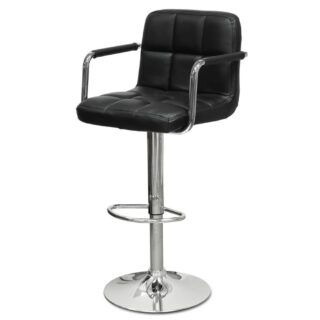 КРЮГЕР АРМ N-69, барный стул, газлифт, экокожа, хром/черный