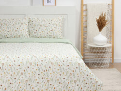 ЛЕТО, постельное белье, евро, сатин, зеленый