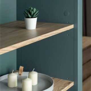 САГА, стеллаж, 70х42х215 см, бирюзовый/ясень, М2