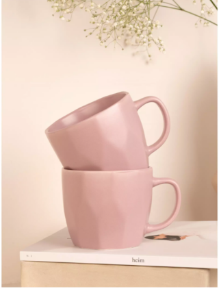 ГЕОМЕТРИ, набор кружек, фарфор, 360 мл, 2 шт, розовый