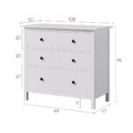 КЫМОР, комод из массива сосны, 3 ящика, белый