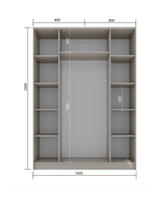БОСТОН ГОЛД, шкаф, 160х220х52 см, глиняный/серый
