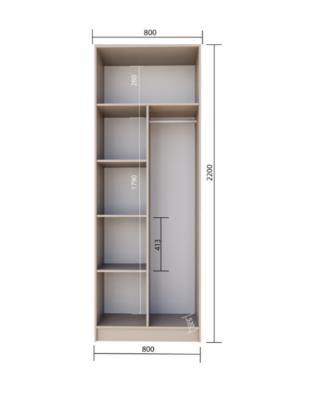 БОСТОН ГОЛД, шкаф, 80х220х52 см, глиняный/серый