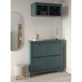 САГА, тумба для обуви, 4 двери, 113х108 см, бирюзовый