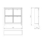 САГА, тумба для обуви, 4 двери, 113х108 см, бирюзовый