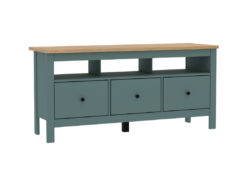 САГА, тумба под ТВ, 3 ящика, 131х62 см, бирюзовый/ясень, М2