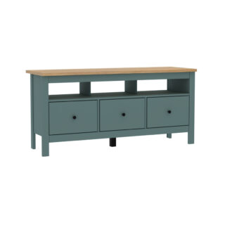 САГА, тумба под ТВ, 3 ящика, 131х62 см, бирюзовый/ясень, М2
