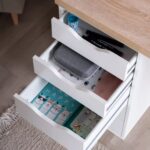 ИНГАР, стол письменный с тумбой, 140х55 см, белый/дуб беленый, М3