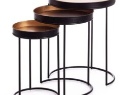 РУНА, набор столиков, 3 шт, алюминий, черный/медный