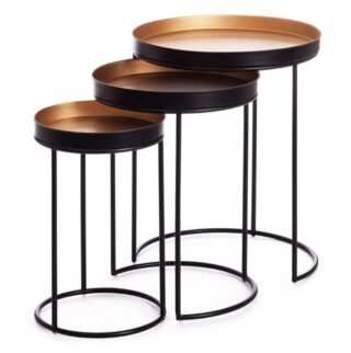 РУНА, набор столиков, 3 шт, алюминий, черный/медный
