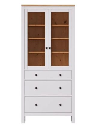 КЫМОР, шкаф-сервант, 3 ящика, 90х37х198 см, белый/светло-коричневый