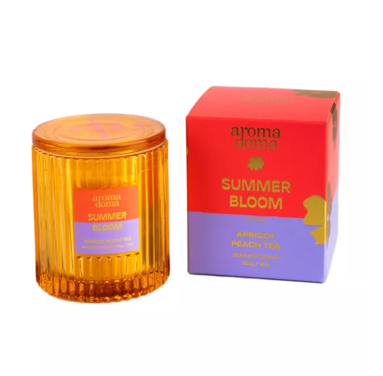 АРОМА БЛУМ, ароматическая свеча в банке, абрикос и персик