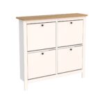 САГА, тумба для обуви, 4 двери, 113х108 см, белый/ясень