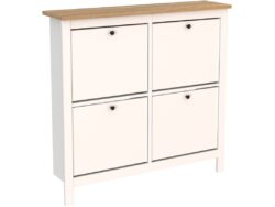 САГА, тумба для обуви, 4 двери, 113х108 см, белый/ясень