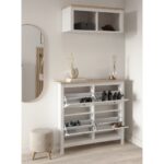 САГА, тумба для обуви, 4 двери, 113х108 см, белый/ясень