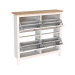 САГА, тумба для обуви, 4 двери, 113х108 см, белый/ясень