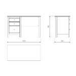 САГА, стол письменный, 3 ящика, 120х56 см, белый