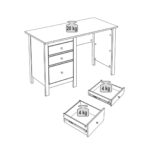 САГА, стол письменный, 3 ящика, 120х56 см, белый
