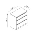 КАСТОР, комод, 3 ящика, 65х71 см, серый, М