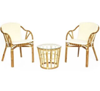 АКИРА, комплект террасный, 2 кресла с подушкой и столик, натуральный ротанг, М6