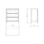 САГА, комод, 3 ящика, 92х101 см, серый/ясень, М2