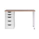 ИНГАР, стол письменный с тумбой, 120х55 см, белый/дуб беленый, М3