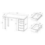 ИНГАР, стол письменный с тумбой, 120х55 см, белый/дуб беленый, М3