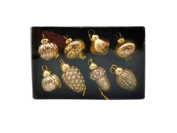 ВИНТЕР, набор стеклянных елочных игрушек, шишки, 8 шт, золотистый