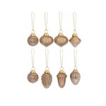 ВИНТЕР, набор стеклянных елочных игрушек, шишки, 8 шт, золотистый