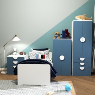 ПИКСИ, шкаф с 2 дверьми и 3 ящиками, 60x57x180, серо-синий